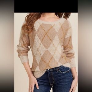 Maurice’s Fuzzy Argyle Sweater. Size Medium
